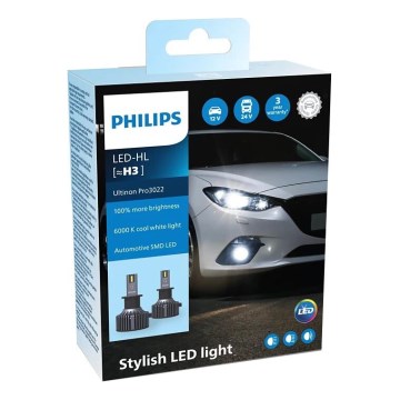 Philips 11336U3022X2 - SADA 2x LED Autožárovka Ultinon Pro3022 H3 PK22s/20W/12/24V 6000K
