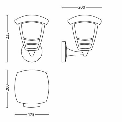 Philips 15380/30/16 - Venkovní nástěnné svítidlo MYGARDEN CREEK 1xE27/60W/230V IP44