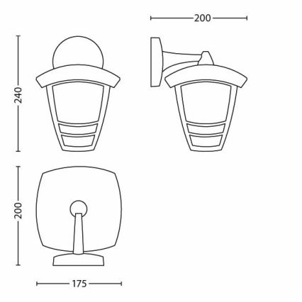 Philips - Venkovní nástěnné svítidlo 1xE27/60W/230V IP44