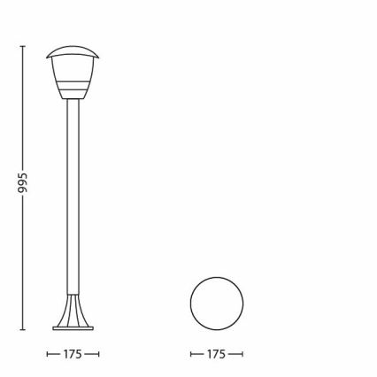 Philips 15383/30/16 - Venkovní lampa MYGARDEN CREEK 1xE27/60W/230V černá IP44