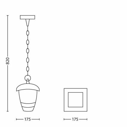 Philips - Venkovní závěsný lustr 1xE27/60W/230V černá IP44