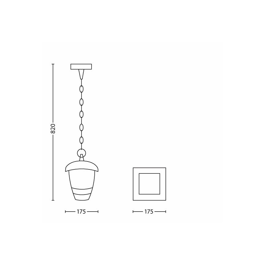 Philips - Venkovní závěsný lustr 1xE27/60W/230V černá IP44