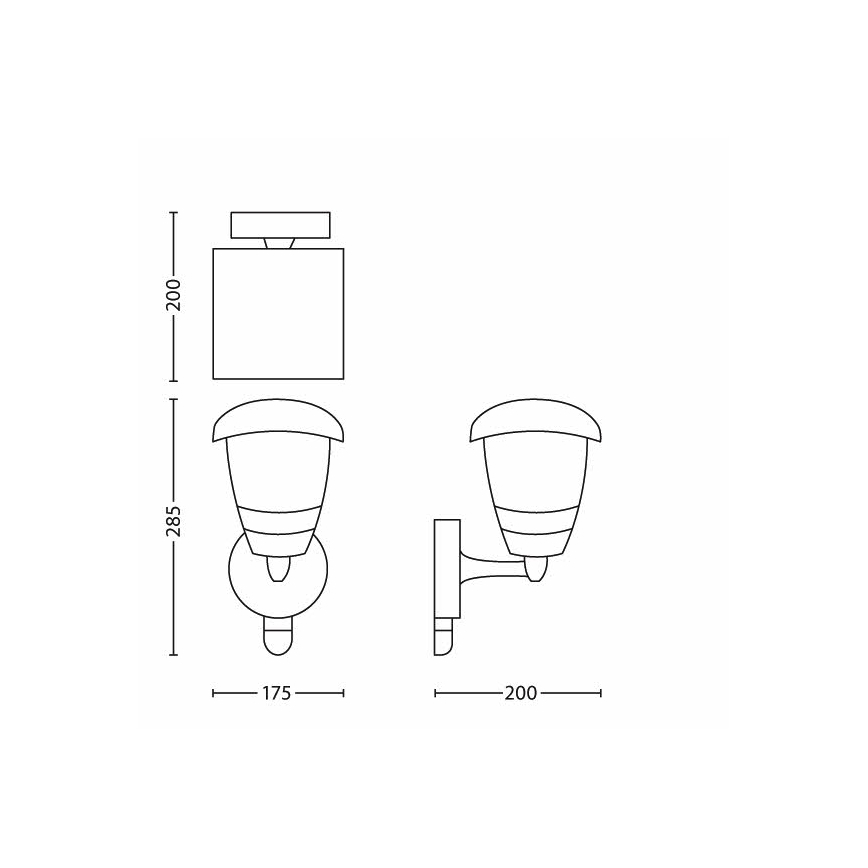 Philips - Venkovní nástěnné svítidlo se senzorem 1xE27/60W IP44