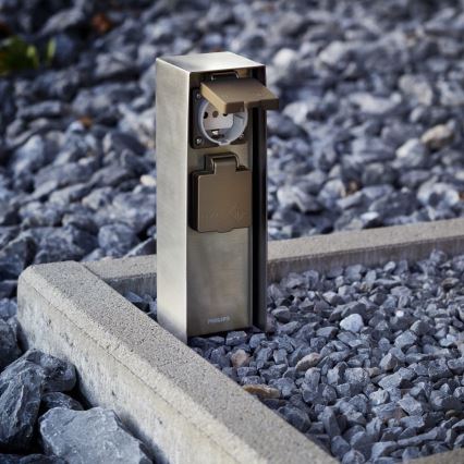 Philips 17108/47/16 - Venkovní zásuvkový sloupek MYGARDEN ROCK 230V IP44 SCHUKO