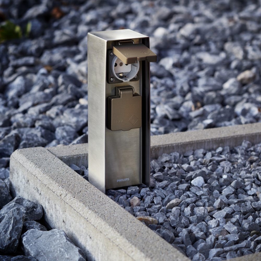 Philips 17108/47/16 - Venkovní zásuvkový sloupek MYGARDEN ROCK 230V IP44 SCHUKO