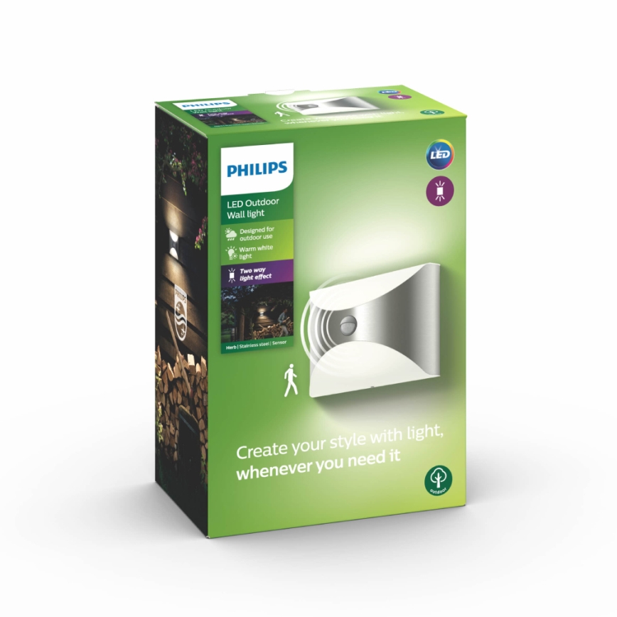 Philips 17299/47/16 - Venkovní senzorové svítidlo MYGARDEN HERB 1xLED/6W/230V IP44