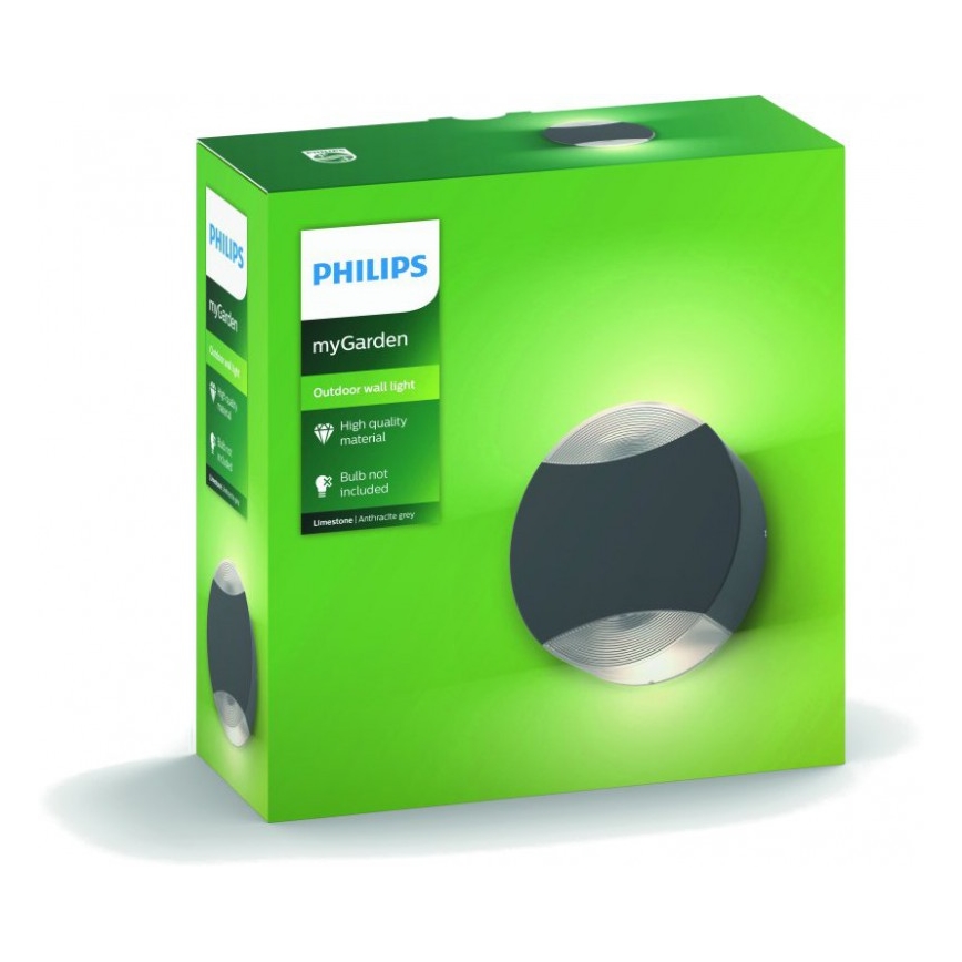 Philips 17338/93/PN - Venkovní nástěnné svítidlo MYGARDEN LIMESTONE 2xGU10/5W
