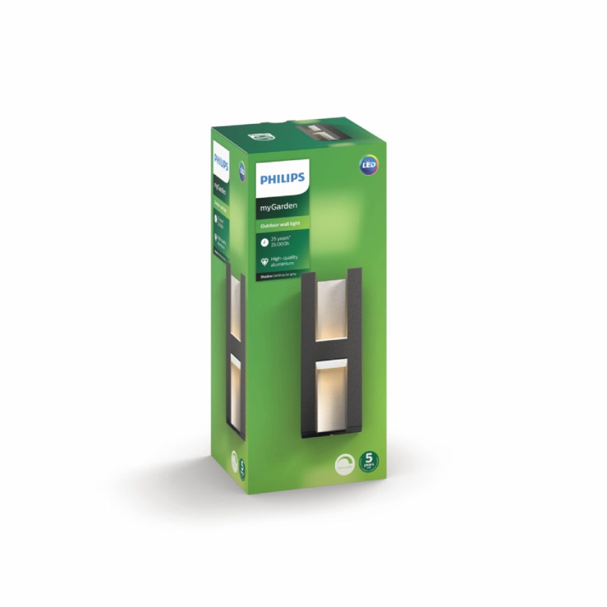 Philips 17351/93/P0 - LED venkovní nástěnné svítidlo MYGARDEN SHADOW 2xLED/4,5W IP44