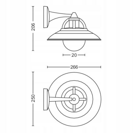 Philips 17381/30/PN - Venkovní nástěnné svítidlo COMORANT 1xE27/42W/230V IP44