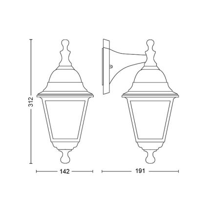 Philips - Venkovní nástěnné svítidlo 1xE27/60W/230V IP44