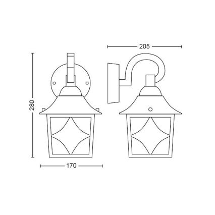 Philips - Venkovní nástěnné svítidlo 1xE27/60W/230V IP44
