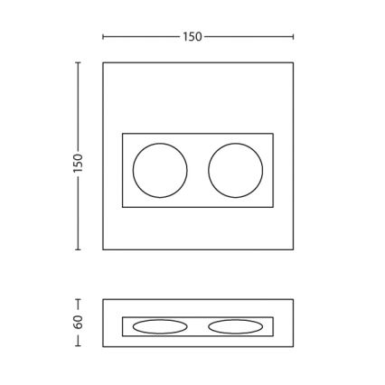 Philips 33466/17/36 - Zásuvka pod kuchyňskou linku MYKITCHEN FINESSE 2x230V