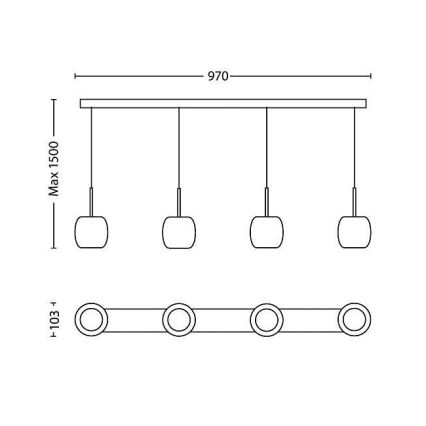 Philips Massive 37318/56/16 - LED závěsné svítidlo METON 4xLED/4,5W/230V