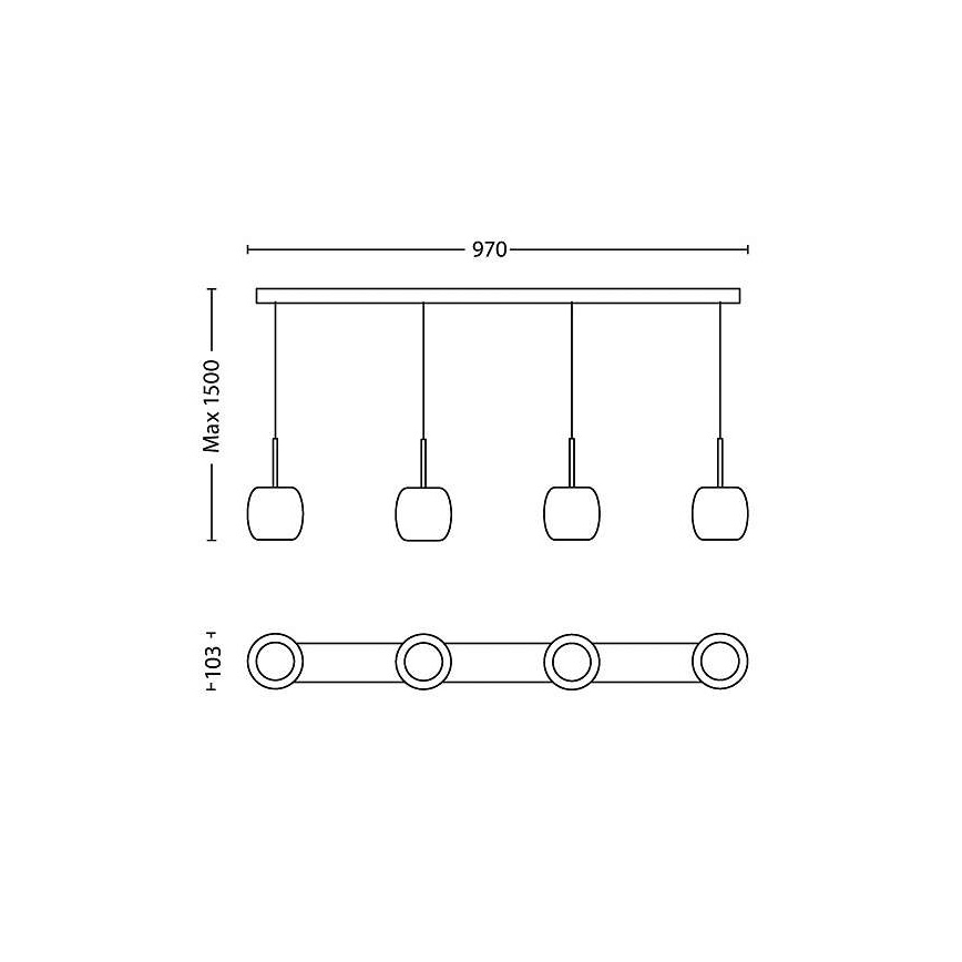 Philips Massive 37318/56/16 - LED závěsné svítidlo METON 4xLED/4,5W/230V