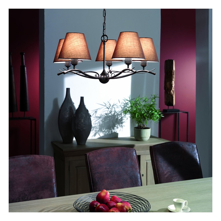 Philips 37671/86/16 - Lustr na řetězu ELMORE 5xE14/42W/230V