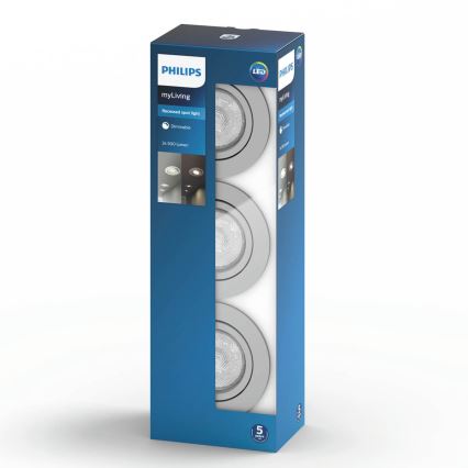 Philips 50113/87/P0 - SADA 3x LED Stmívatelné podhledové svítidlo CASEMENT LED/4,5W/230V