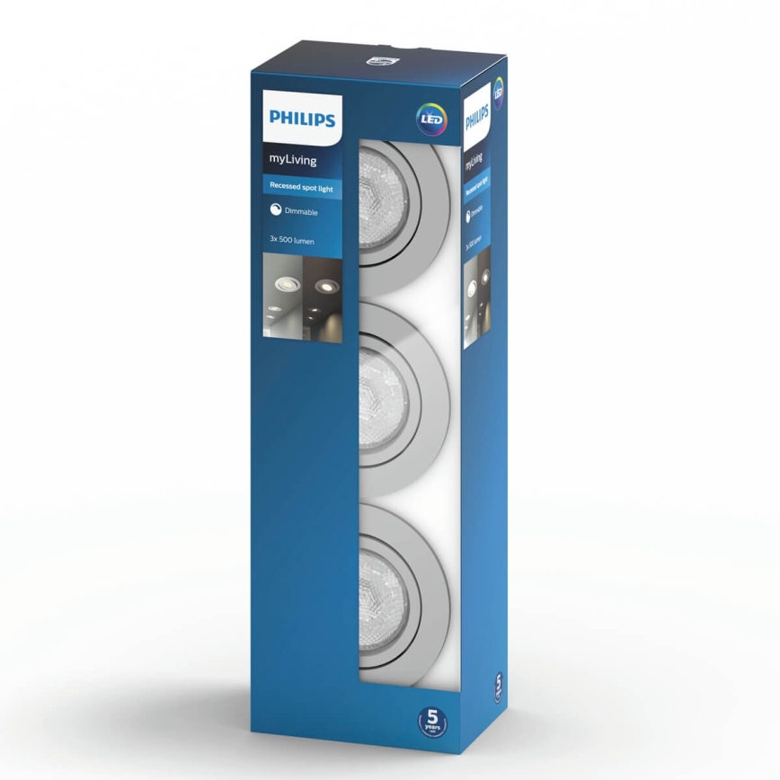 Philips 50113/87/P0 - SADA 3x LED Stmívatelné podhledové svítidlo CASEMENT LED/4,5W/230V