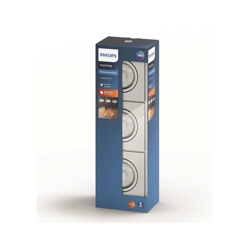 Philips  50393/11/P0 - SADA 3x LED Stmívatelné podhledové svítidlo SHELLBARK LED/4,5W/230V