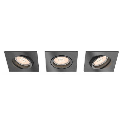 Philips 50403/99/PN - SADA 3x Podhledové svítidlo MYLIVING DONEGAL 3xGU10/5,5W/230V šedá