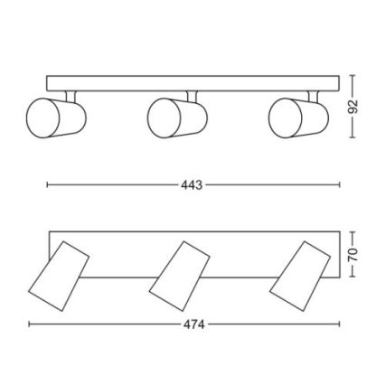 Philips - Bodové svítidlo 3xGU10/5,5W/230V