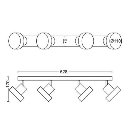 Philips 50604/31/P0 - LED Bodové svítidlo BUKKO 4xLED/4,3W/230V