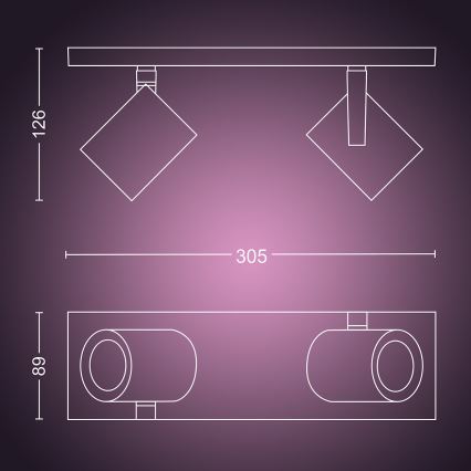 Philips 50622/48/P7 - LED RGB Bodové svítidlo HUE ARGENA 2xGU10/5,7W/230V