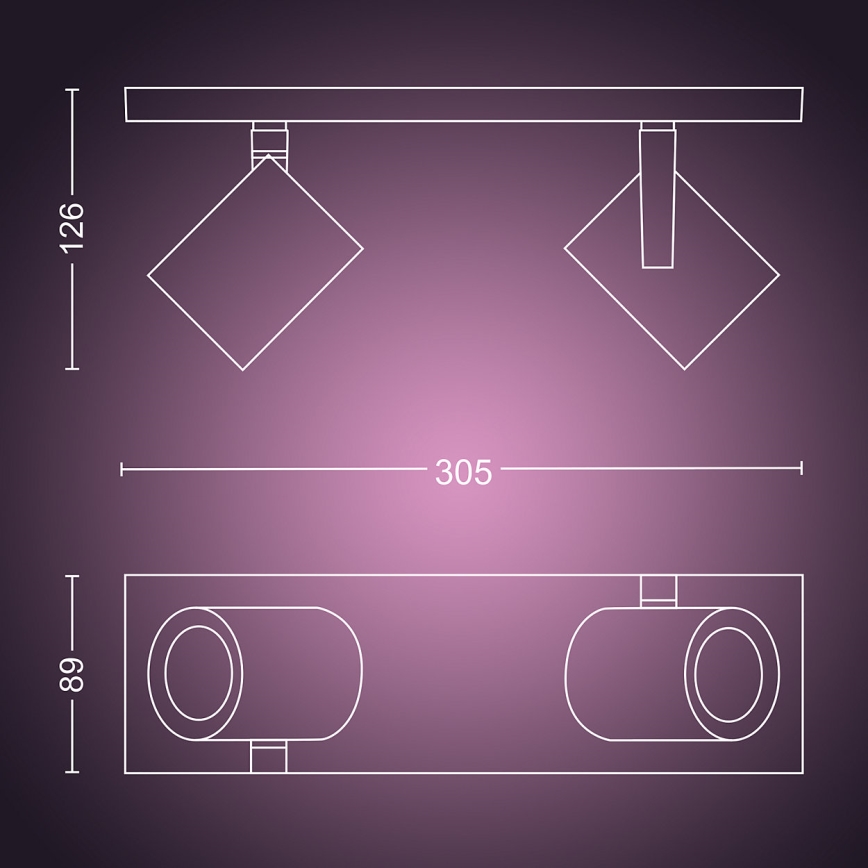 Philips 50622/48/P7 - LED RGB Bodové svítidlo HUE ARGENA 2xGU10/5,7W/230V