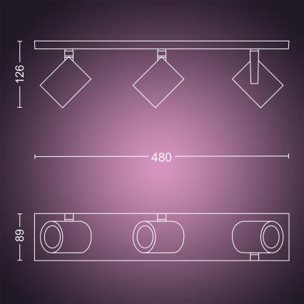 Philips 50623/31/P7 - LED RGB Bodové svítidlo HUE ARGENA 3xGU10/5,7W/230V