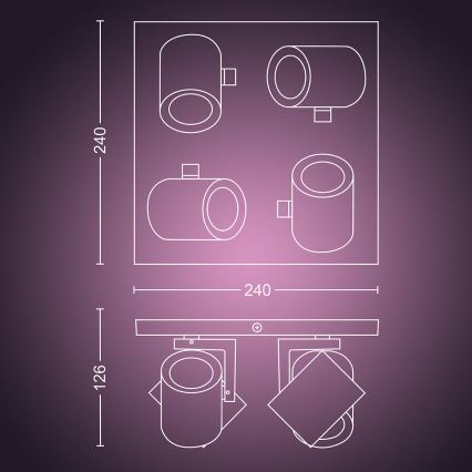 Philips - LED RGBW Stmívatelné bodové svítidlo Hue ARGENA 4xGU10/5,7W/230V