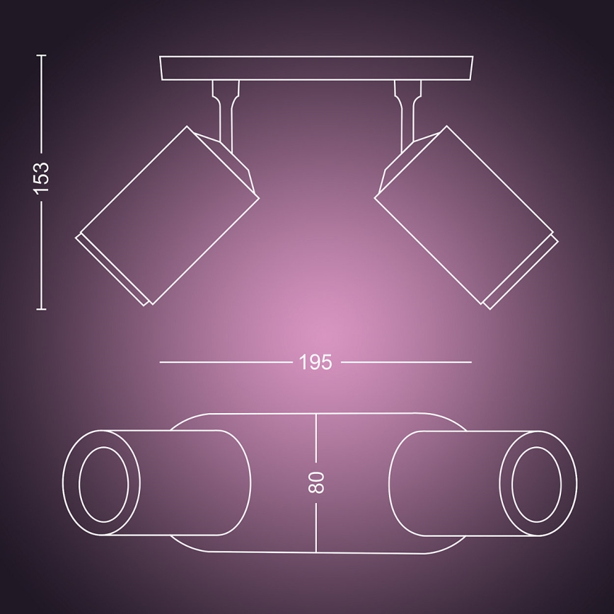 Philips 50632/31/P7 - LED RGB Bodové svítidlo HUE FUGATO 2xGU10/5,7W/230V