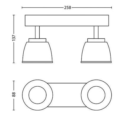 Philips 53352/06/16 - LED bodové svítidlo COUNTY 2xLED/4W/230V