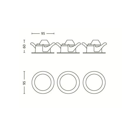 Philips 59100/87/16 - SADA 3x LED bodové zápustné svítidlo MYLIVING SCEPTRUM LED/3W/230V