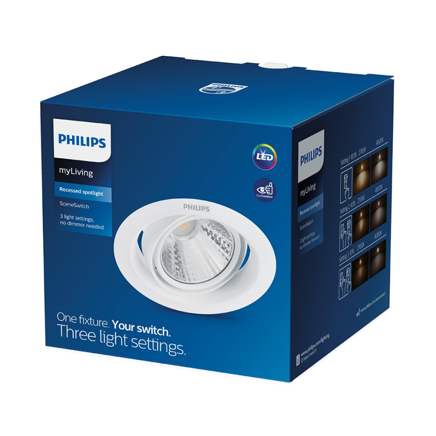 Philips - LED Stmívatelné podhledové svítidlo SCENE SWITCH LED/3W/230V 2700K