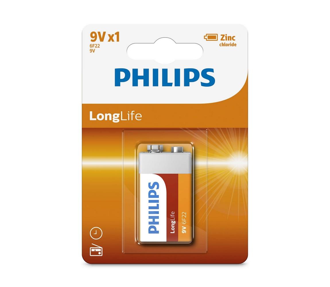 Philips Philips 6F22L1B/10 - Zinkochloridová baterie 6F22 LONGLIFE 9V 
