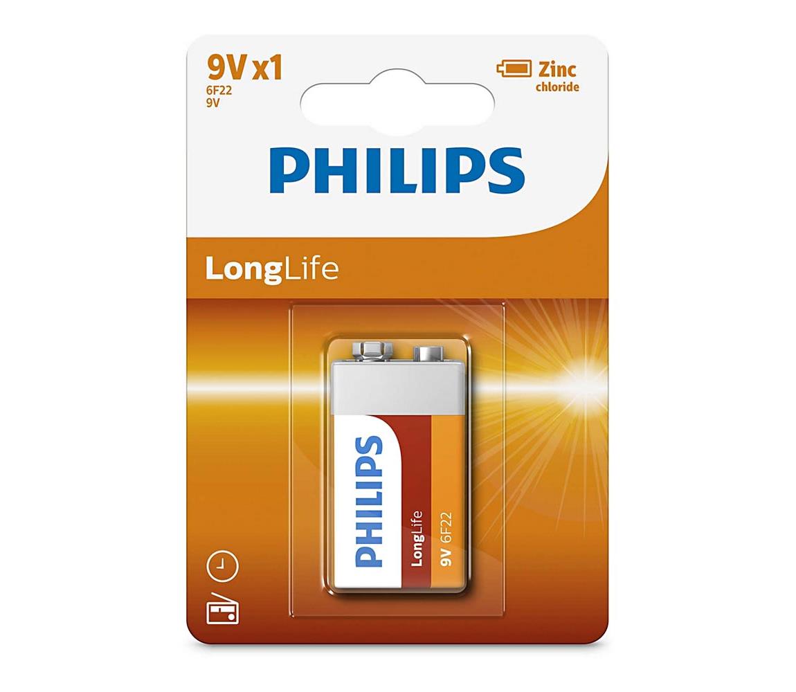 Philips Philips 6F22L1B/10 - Zinkochloridová baterie 6F22 LONGLIFE 9V P2211
