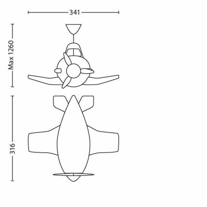 Philips 71759/53/16 - LED dětský lustr DISNEY PLANES 3xLED/3W/230V