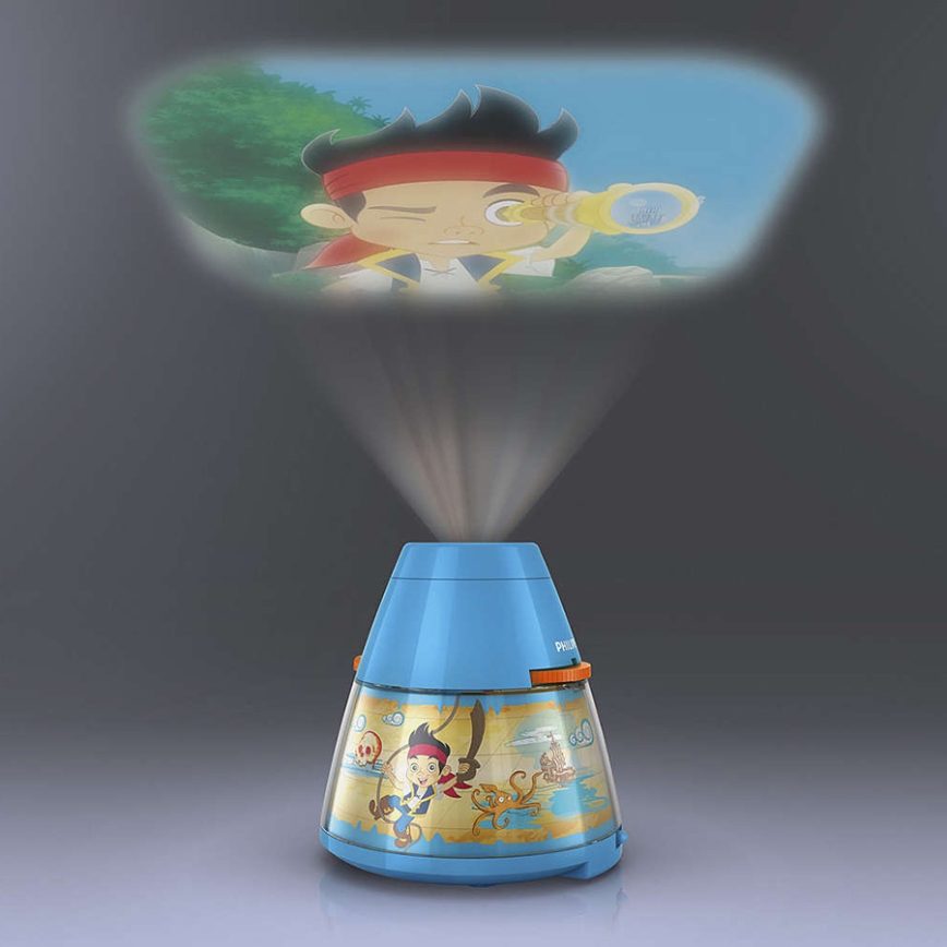 Philips 71769/05/16 - Dětská stolní lampa a projektor DISNEY JAKE PIRATE 1xLED/0,1W + 3xLED/0,3W/4,5V