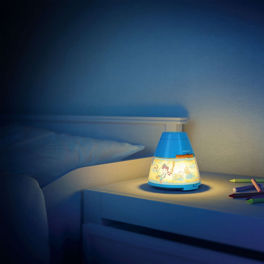 Philips 71769/05/16 - Dětská stolní lampa a projektor DISNEY JAKE PIRATE 1xLED/0,1W + 3xLED/0,3W/4,5V