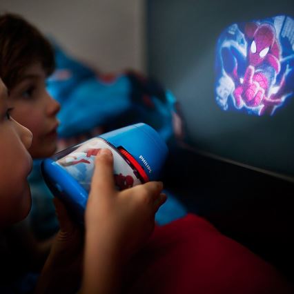 Philips 71769/40/16 - Dětská stolní lampa a projektor DISNEY SPIDER-MAN 1xLED/0,1W + 3xLED/0,3W/4,5V