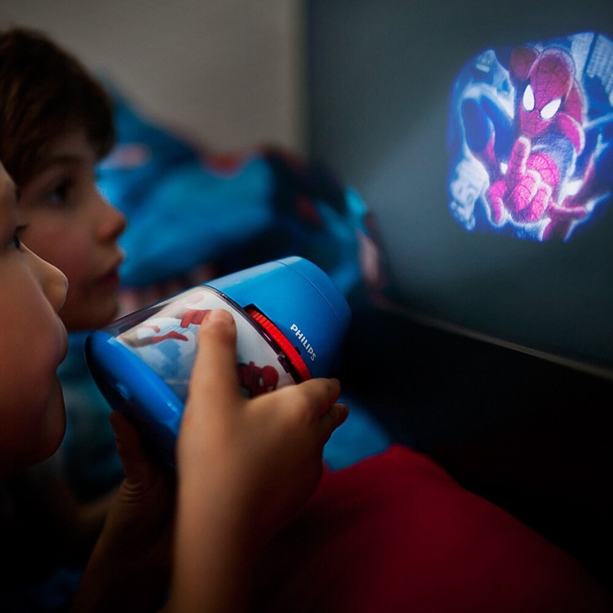 Philips 71769/40/16 - Dětská stolní lampa a projektor DISNEY SPIDER-MAN 1xLED/0,1W + 3xLED/0,3W/4,5V