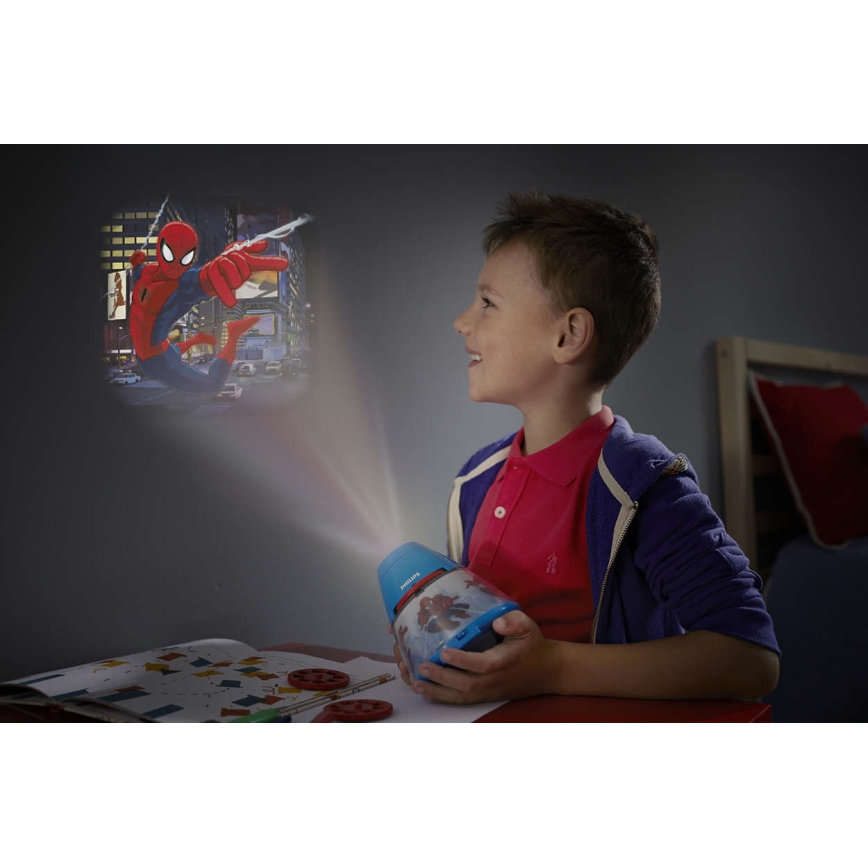 Philips 71769/40/16 - Dětská stolní lampa a projektor DISNEY SPIDER-MAN 1xLED/0,1W + 3xLED/0,3W/4,5V