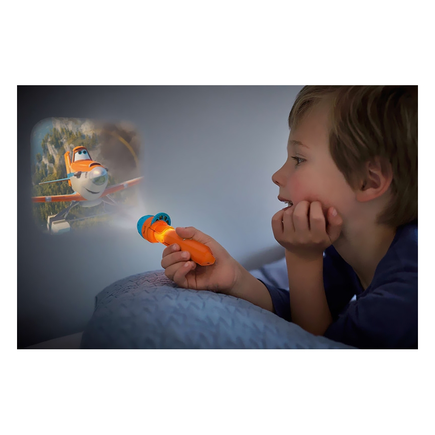 Philips 71788/53/16 - LED dětská lampa PLANES 1xLED/3xLR44 projektor
