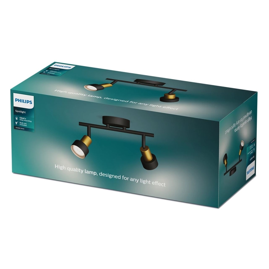 Philips - Bodové svítidlo CONDUIT 2xGU10/5W/230V černá/mosaz