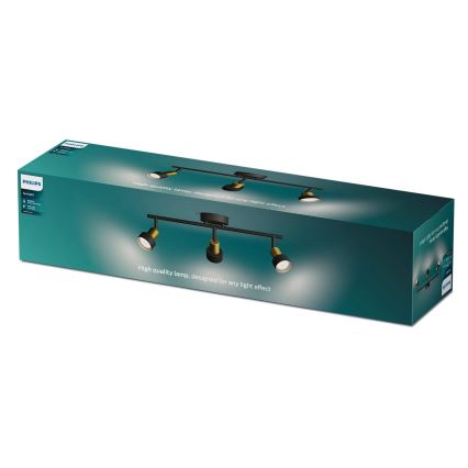 Philips - Bodové svítidlo CONDUIT 3xGU10/5W/230V černá/mosaz