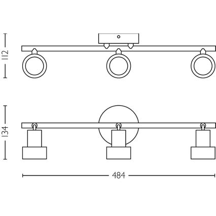 Philips - Bodové svítidlo CONDUIT 3xGU10/5W/230V černá/mosaz