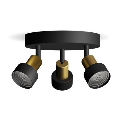 Philips - Bodové svítidlo CONDUIT 3xGU10/5W/230V černá/mosaz