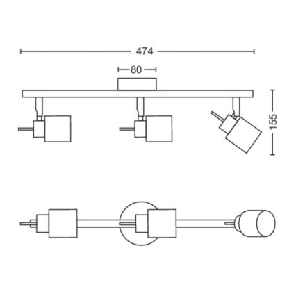 Philips - Bodové svítidlo 3xGU10/35W/230V černá