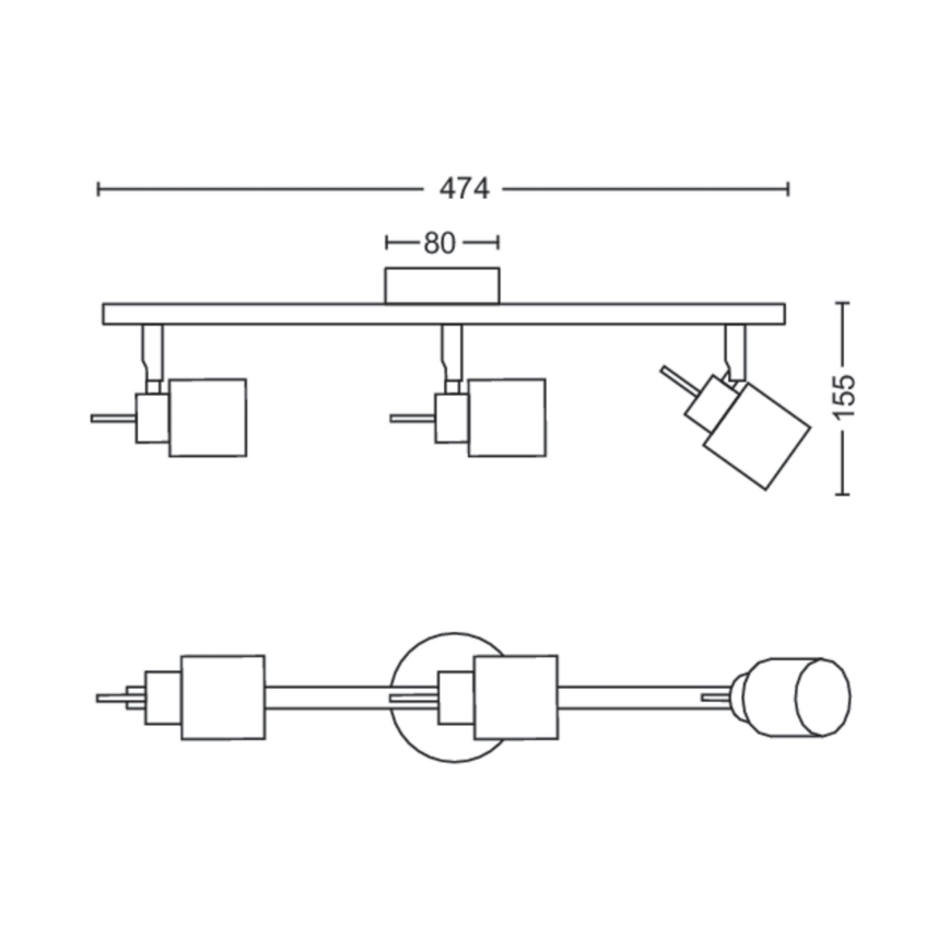 Philips - Bodové svítidlo 3xGU10/35W/230V černá