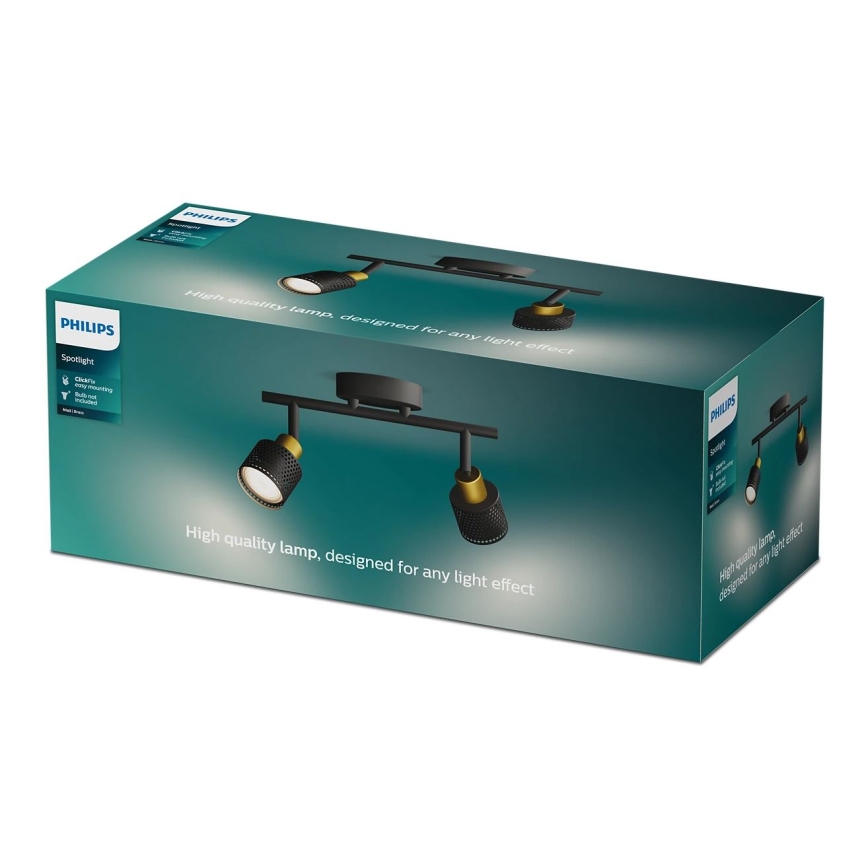 Philips - Bodové svítidlo NIALL 2xGU10/5W/230V černá/mosaz