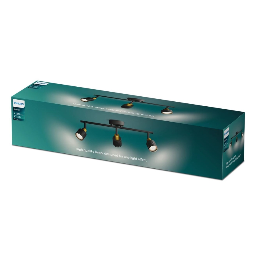 Philips - Bodové svítidlo NIALL 3xGU10/5W/230V černá/mosaz